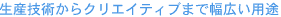 生産技術からクリエイティブまで幅広い用途